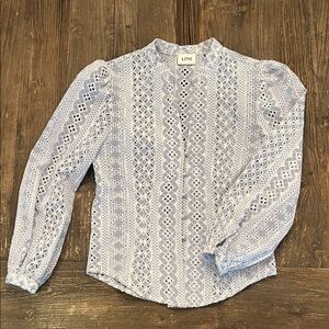 LINI Periwinkle Geometric Lace Blouse